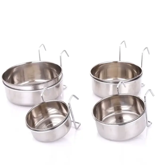 Cage de cintre pour chat, tasse en acier inoxydable, outils d'alimentation pour animaux de compagnie