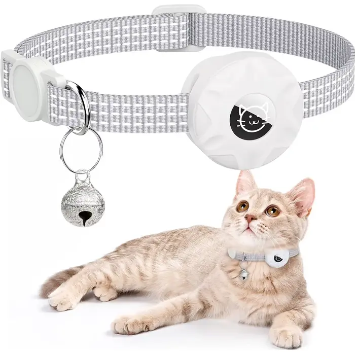 Pour collier de chat Apple AirTag, collier pour animaux de compagnie avec support airtag et cloche c