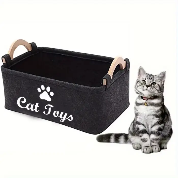 Panier de rangement élégant en feutre pour jouets d'animaux de compagnie, organisateur Durable pour 