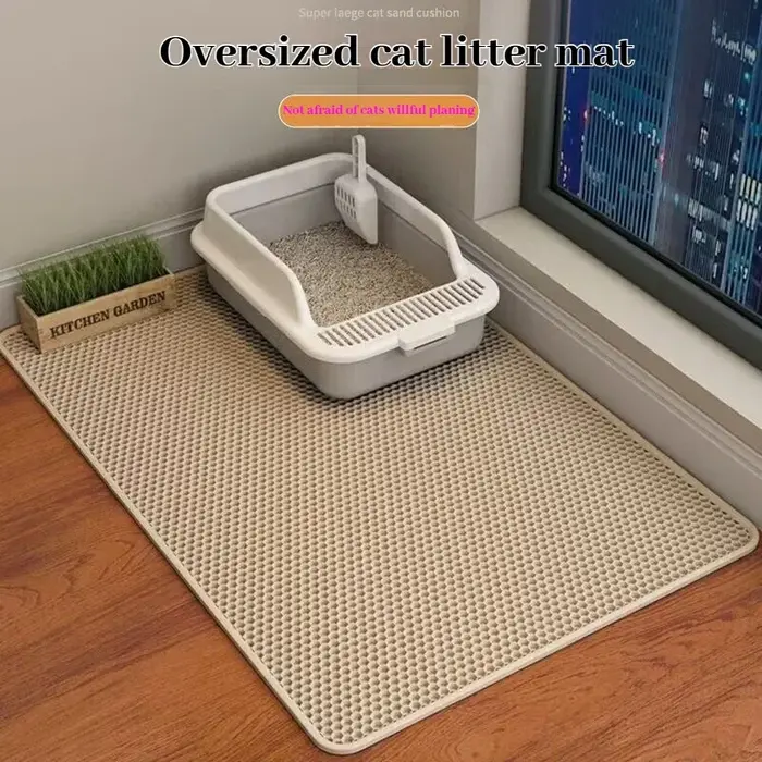 Tapis de litière pour chat, conception à 2 couches, technologie de piégeage du sable de qualité supé