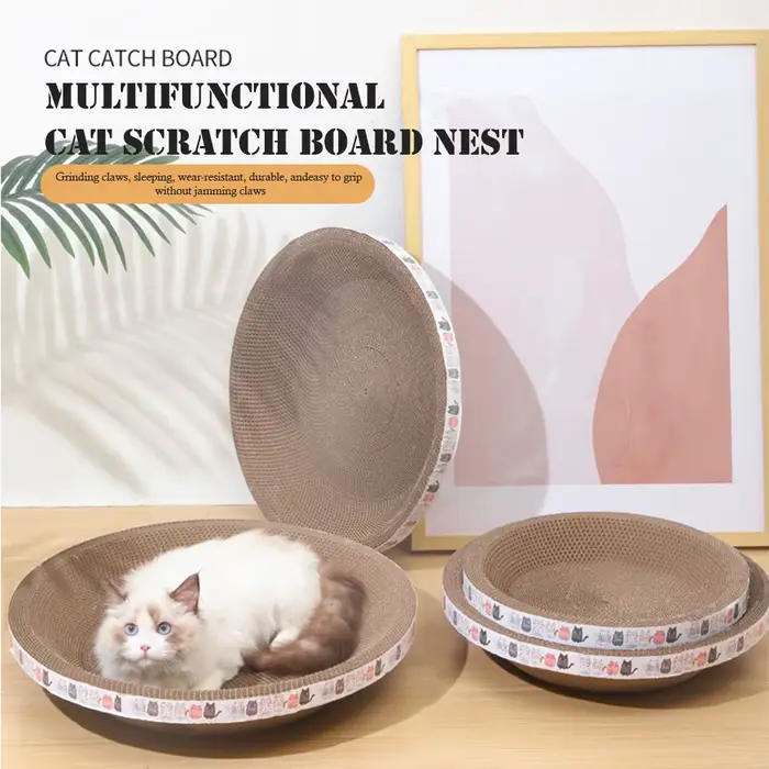 Gratte-chat ondulé grattoirs pour chat rond ovale meulage griffe jouets pour chats résistant à l'usure lit pour chat nid chat accessoires