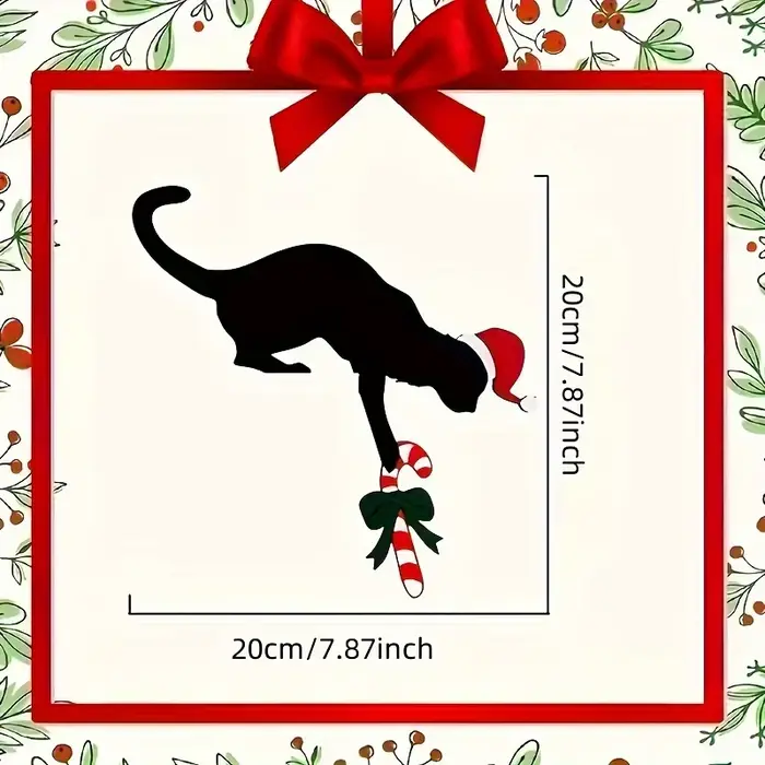 1 charmant ornement d'angle de porte de noël en forme de chat – Style bois vintage, définit parfaite