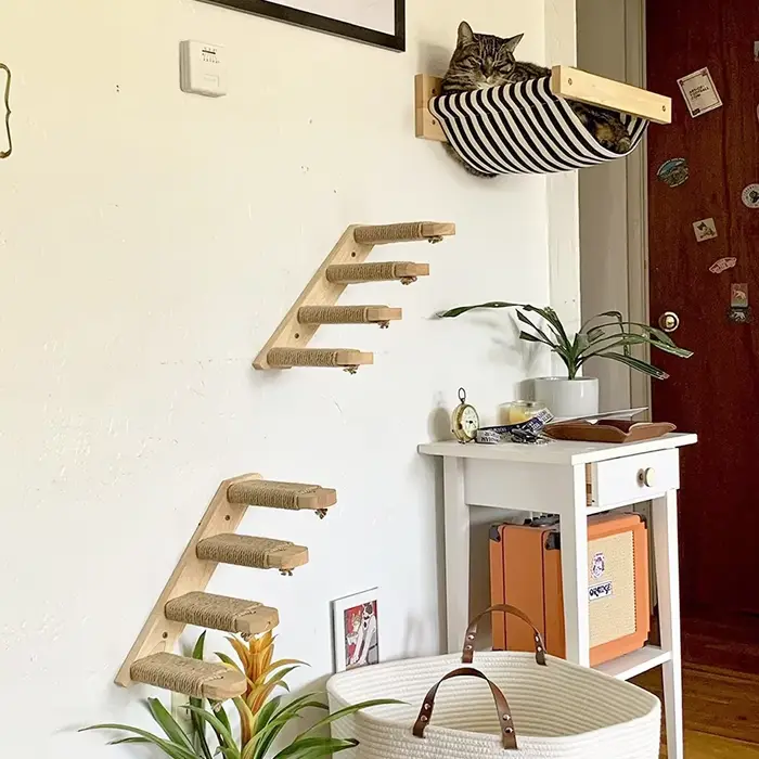Étagère d'escalade murale pour chat, marches, échelle, poste à gratter, lit caché, maison pour chats
