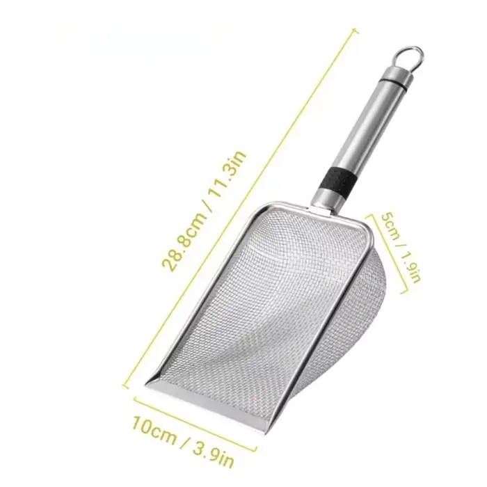 Pelle à litière pour chat en acier inoxydable – Durable, facile à nettoyer, poignée ergonomique, rés