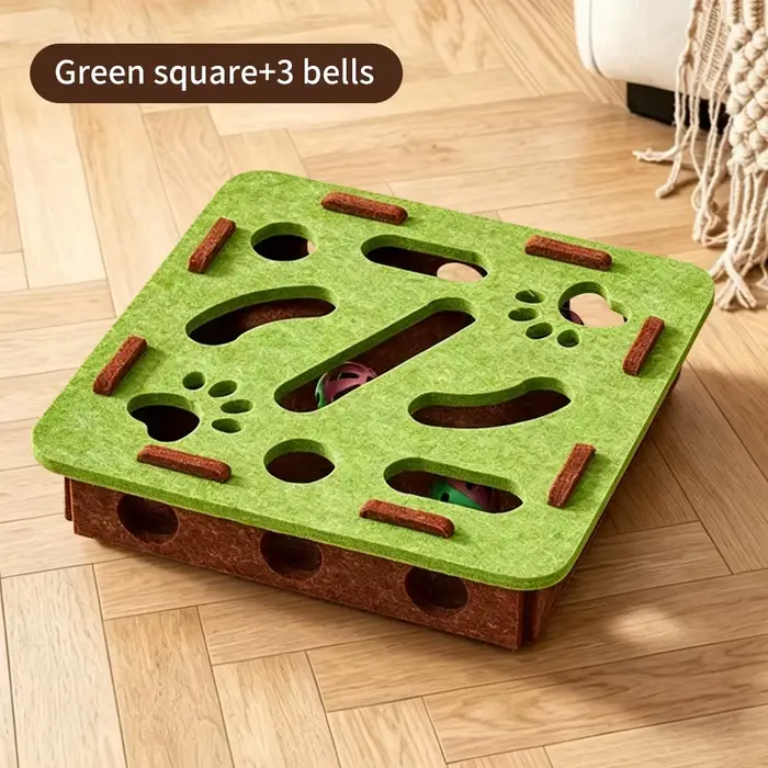 Boîte labyrinthe interactive pour chat avec clochettes et balles, boîte de recherche et de fouillis,