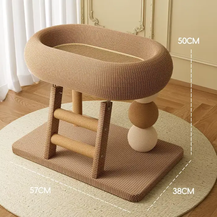 Petit arbre à chat avec griffoir intégré, plateforme d'escalade, boule à griffer, jouet pour chat, j