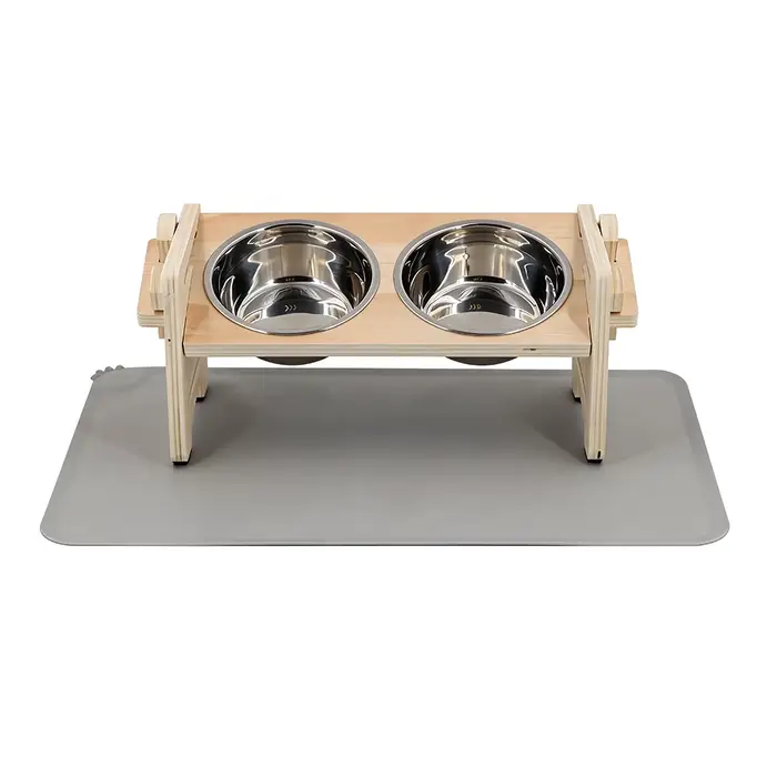 Support de gamelles pour chat réglable en hauteur (6 niveaux)