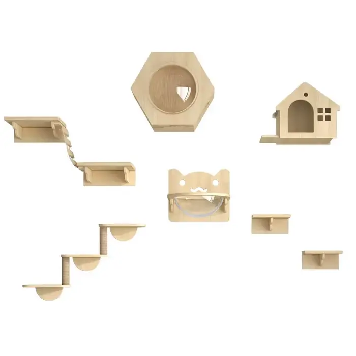 Ensemble d'escalade murale en bois pour chat