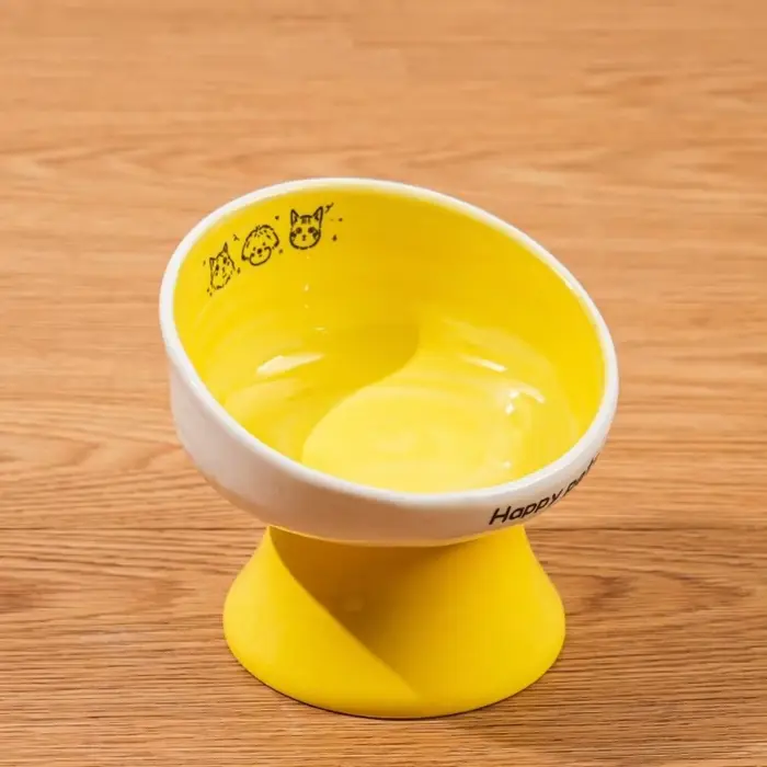 Bol pour chat en céramique de grande capacité, motif de dessin animé sur pied haut, bol pour eau et