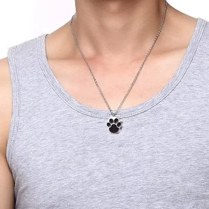 Bijoux de crémation imprimés de patte de chien et de chat pour cendres, collier d'urne portable, pen