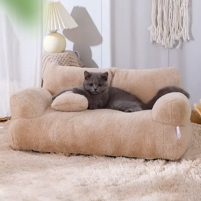 Lit de luxe pour chat, canapé Super doux et chaud pour animaux de compagnie, pour petits chiens et c