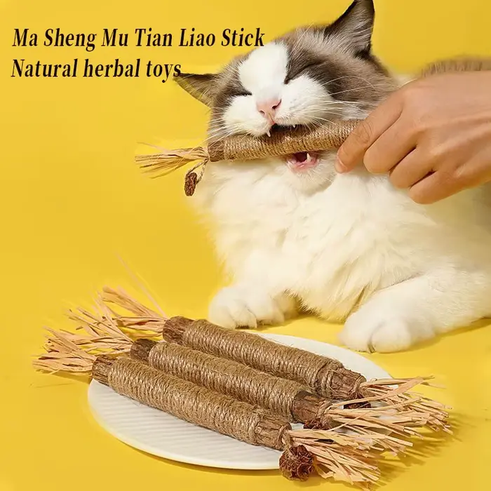 Jouets pour chat Silvervine bâton à mâcher Polygonum Kitty raphia herbe fournitures pour animaux de compagnie nettoyage