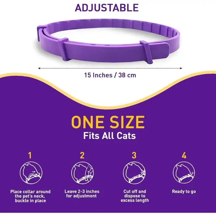 Collier anti-anxiété pour chat - Lot de 4 - Agent calmant naturel - Désodorisant pour soulager le stress et les comportements agressifs - Tension réglable