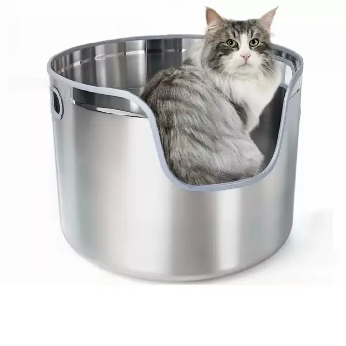 Bac à litière pour chat en acier inoxydable