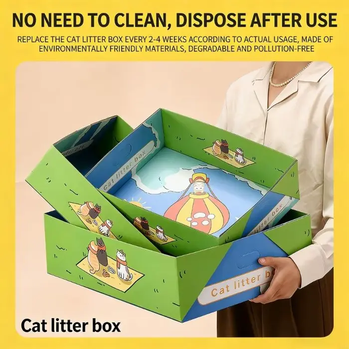 KXRE – bac à litière pliable en papier pour chats
