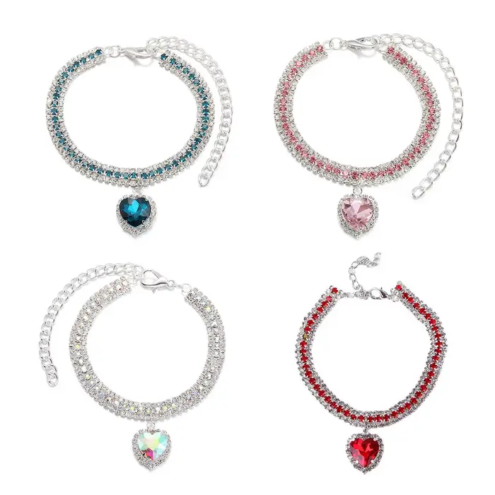 Collier pour chat en strass et diamant