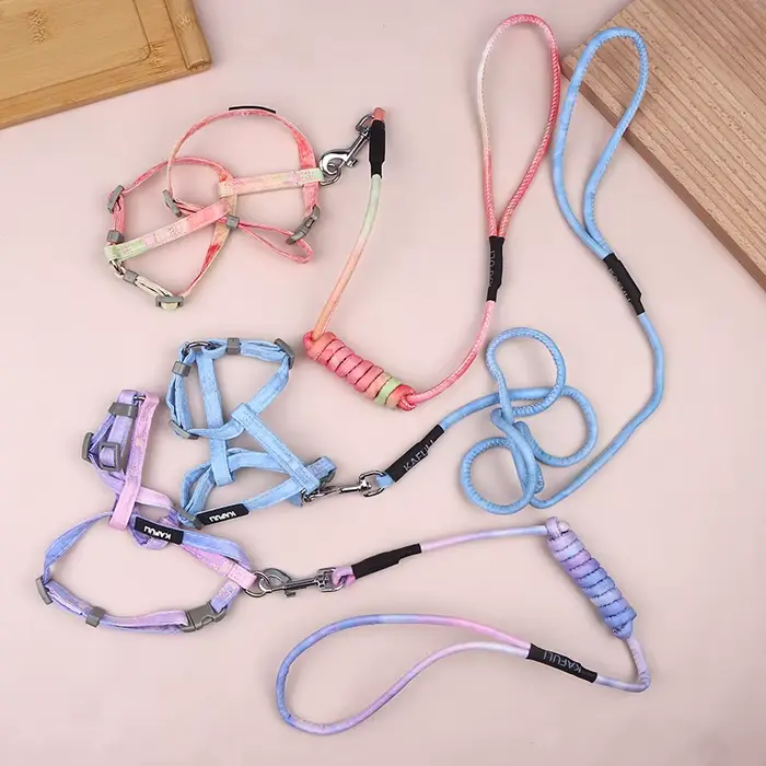 Harnais pour chaton réglable anti-évasion en tissu doux avec collier, laisse et accessoires de traction pour petit chat d'extérieur