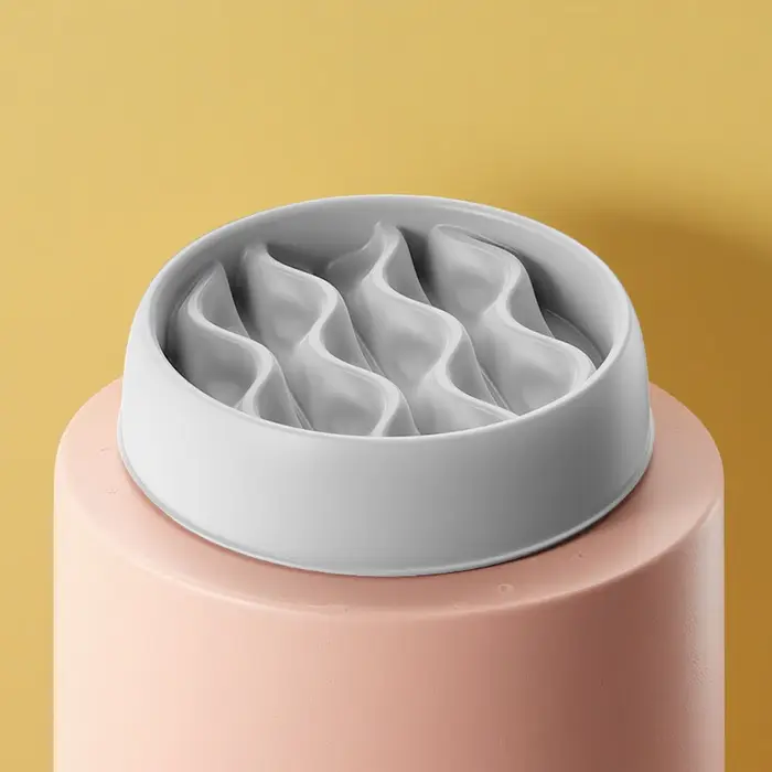 Ensemble de bols pour chat à alimentation lente à la mode : double plat anti-éclaboussures - plastiq