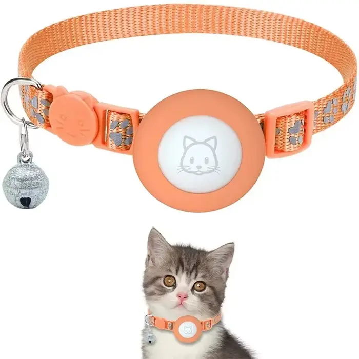 Collier pour chat compatible avec Apple Airtag avec clochette, boucle de sécurité réglable, collier 