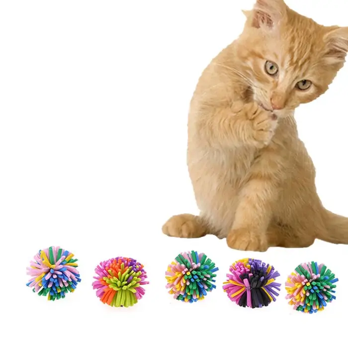 5 pièces/paquet en plastique coloré chat jouets mâcher Chase balle pour animaux de compagnie jouets