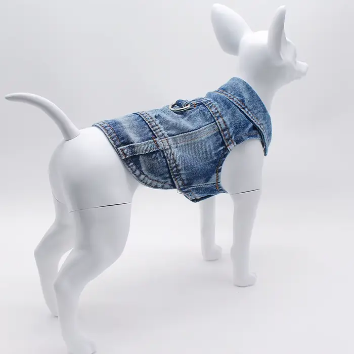 Dog Denim Jacket Dark Wash Sleeveless Towable Jeans Vest Coat for Small Medium Dogs Cat Spring Autumn Puppy Clothes