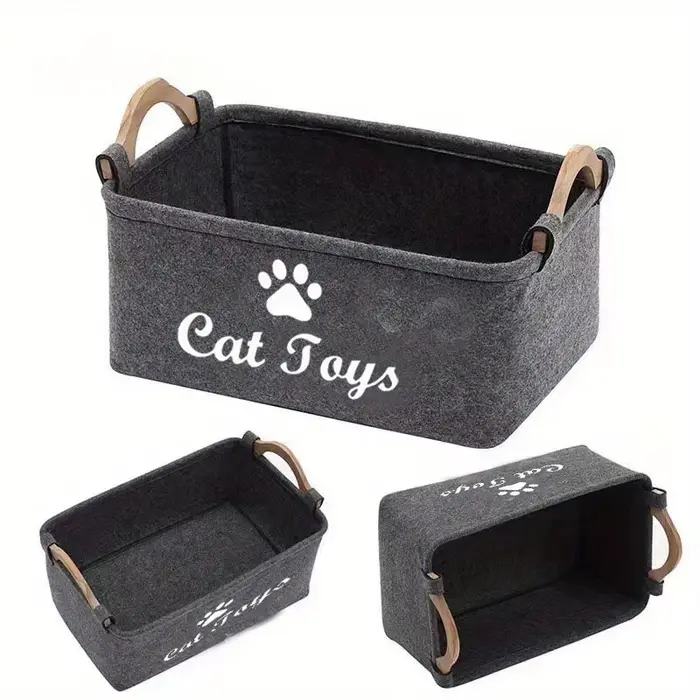 Panier de rangement élégant en feutre pour jouets d'animaux de compagnie
