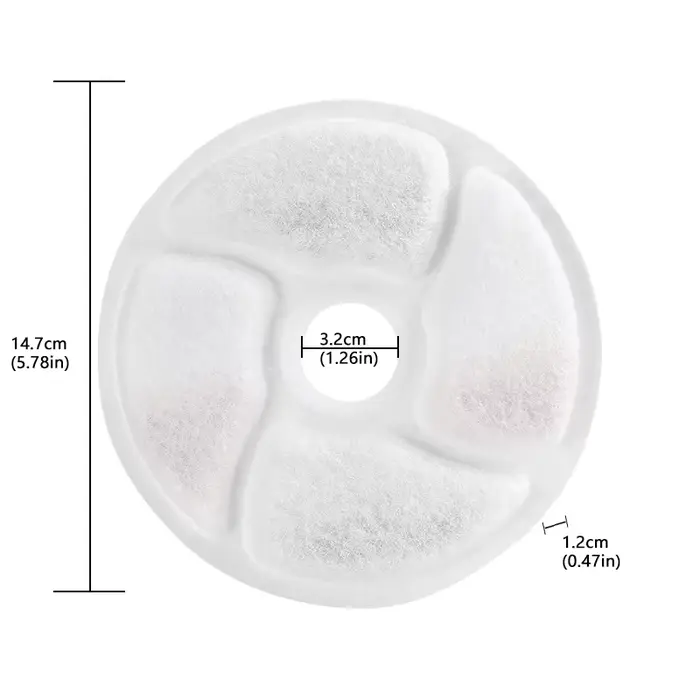 Filtre circulaire de remplacement pour fontaine à eau pour chats FS23/FS24, filtre à charbon actif à
