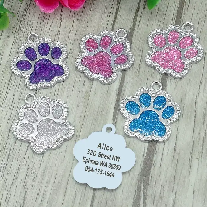 Étiquettes d'adresse personnalisées pour chien et chat, accessoires gravés pour chiot de chat, nom e