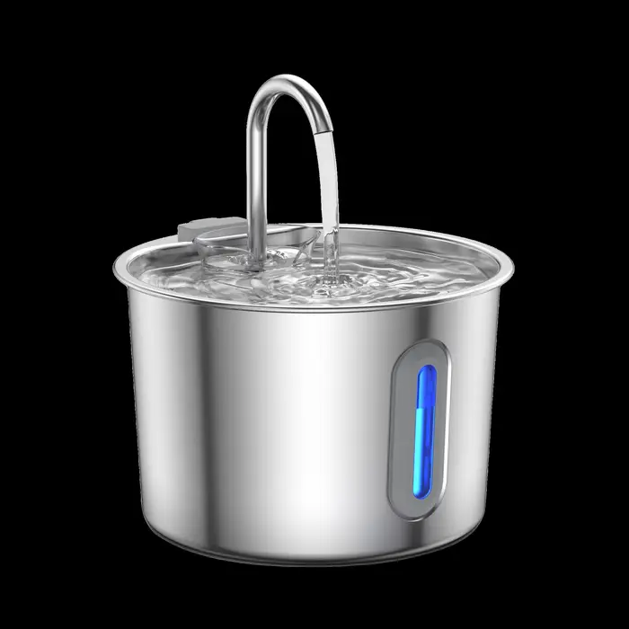 Fontaine d'eau en acier inoxydable pour chat et chien, 2,2 l, Ultra silencieuse, alimentée par USB, 
