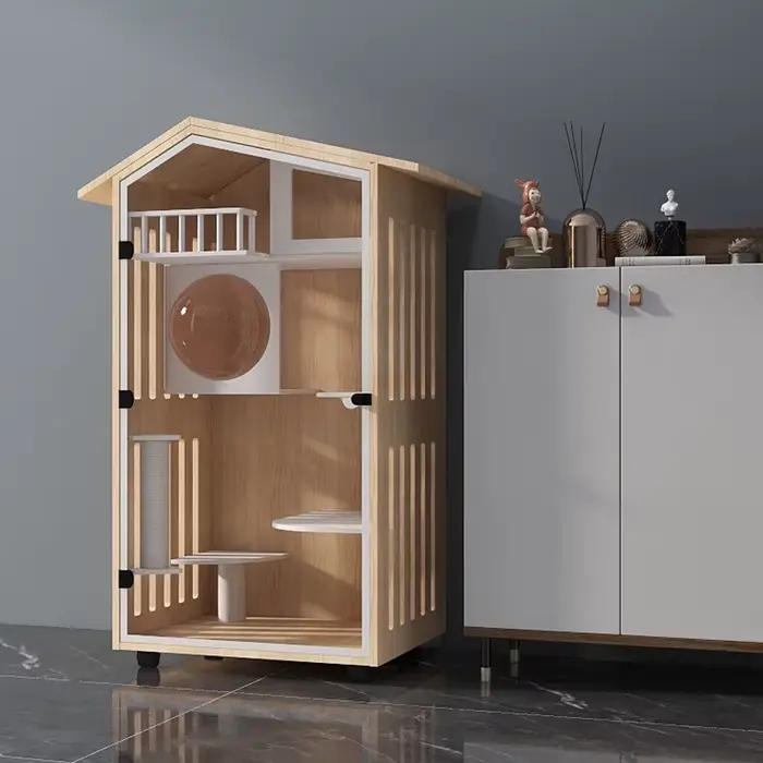 Armoire à chat en bois massif, Cage à Double couche, Villa de luxe Super grande, peut mettre une pou