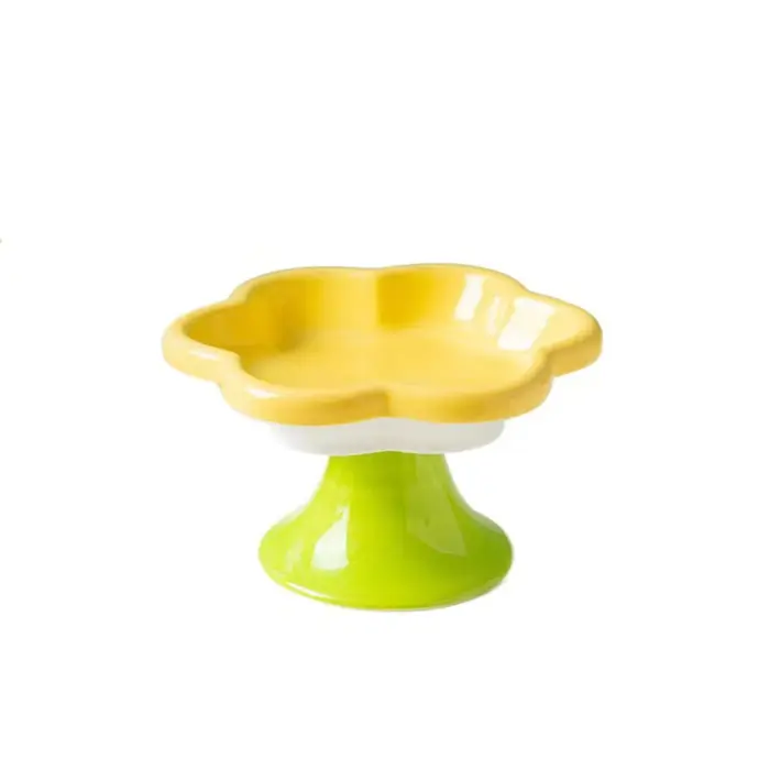 Gamelle en céramique pour chat avec motif floral et support, gamelle surélevée pour chien, grande ca