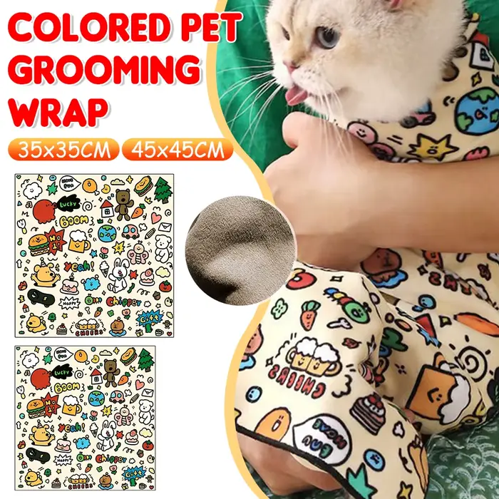 Enveloppement de toilettage pour chat, auto-adhésif, anti-rayures, emmaillotage pour chat, Burrito, 