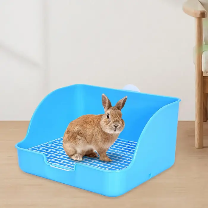Bac à litière rectangulaire pour animaux de compagnie, toilette pour lapin, pot pour petits animaux,