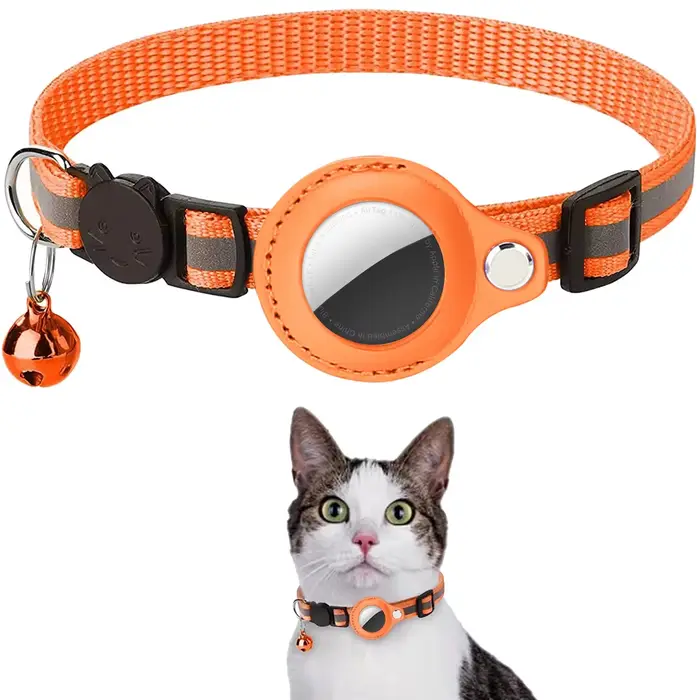 Collier de support AirTag pour chat, bandes réfléchissantes détachables, collier de chaton réglable,