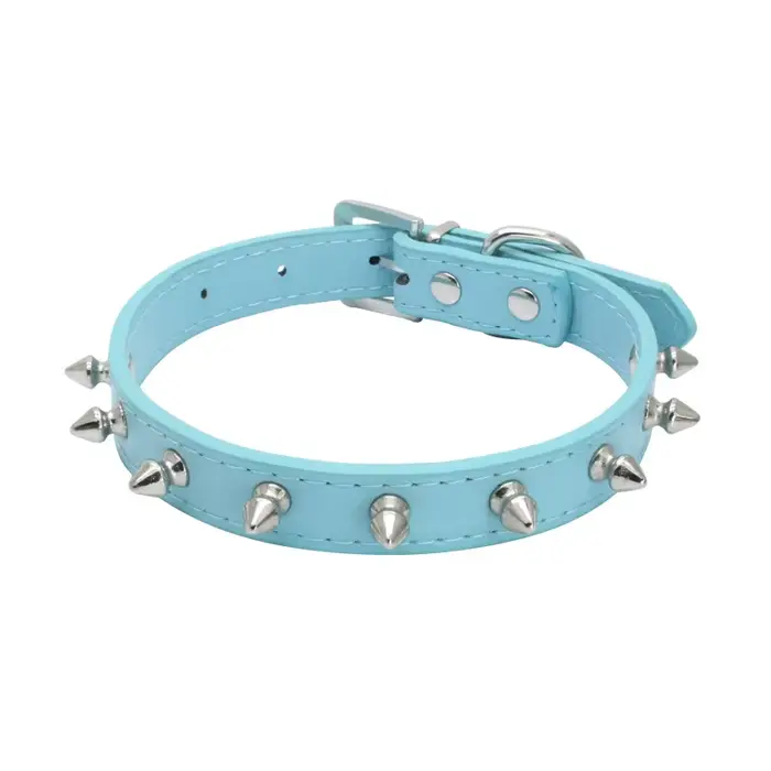 Collier pour chat en cuir anti-morsure, collier pour chat clouté avec pointes, collier réglable pour