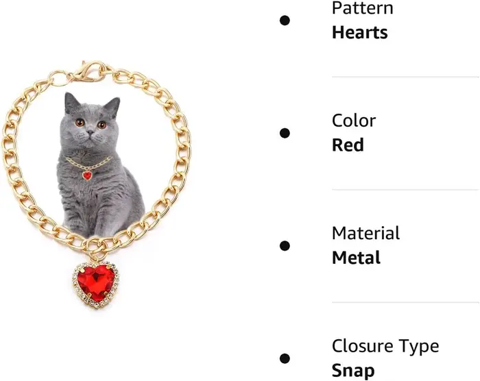 Collier de luxe pour chien et chat, bijoux avec pendentif en forme de cœur et de diamant, chaîne en