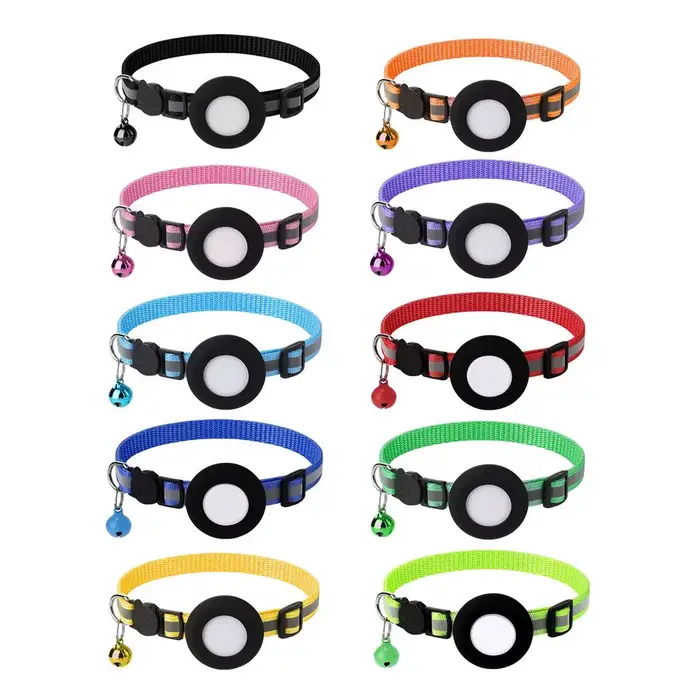 Collier de boîtier d'étiquette d'air pour chats avec étui de protection traqueur Anti-perte positionnement colliers de chien réfléchissants accessoires pour animaux de compagnie