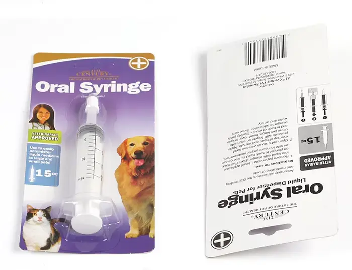 Distributeur de médicaments à Tube poussoir pour animaux de compagnie