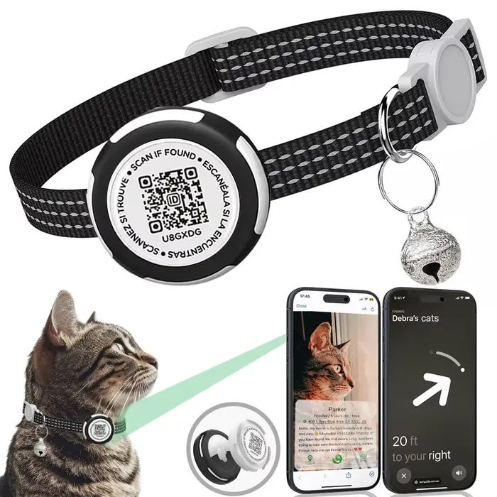 Collier chat avec boîtier de protection pour traceur GPS.étui Airtag