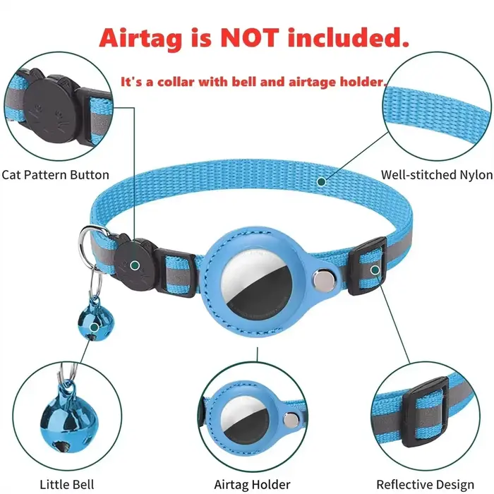 Collier Anti-perte pour traceur GPS Airtag, étui de protection avec cloche, collier réfléchissant po